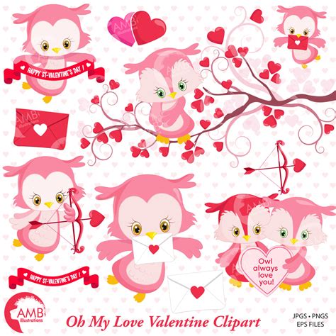 valentines baby owls ambillustrationscom