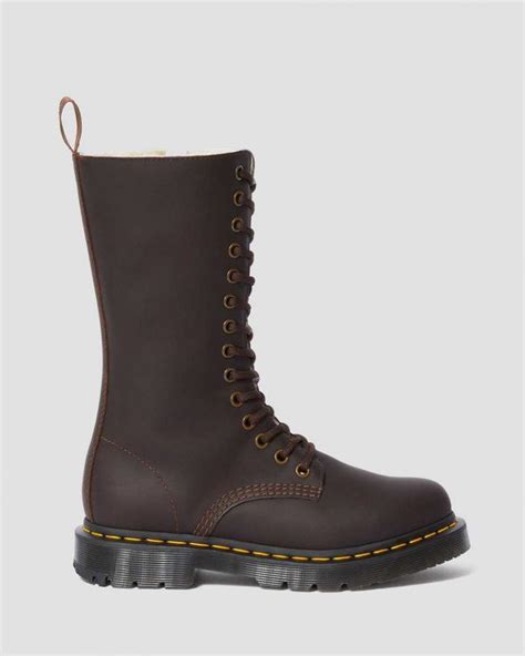 dr martens originals boots  womens dms wintergrip tall boots dark brown snowplow