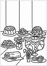 Coloring Desserts Kids Dessert Pages Cakes Cupcakes Deserts Print Coloriage Cupcake Few Details Adult Popular Book sketch template