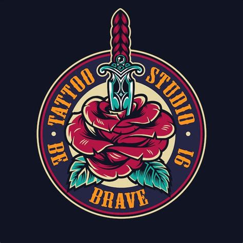 vector tattoo studio colorful  logo