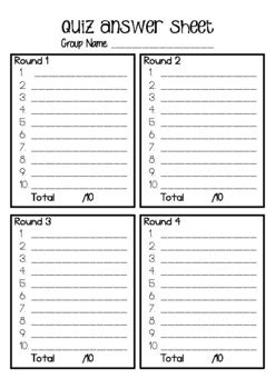 trivia answer sheet template  popular templates design