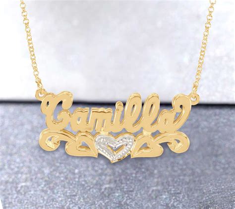 heights jewelers personalized double  bling  necklace   gold plated sterling silver