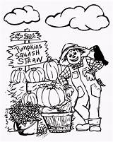 Coloring Pages Scarecrow Fall Harvest Sheets Autumn Adults Kids sketch template