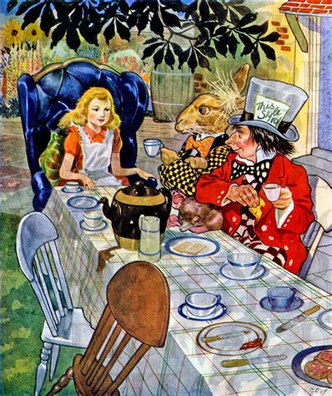 the mad hatter tea party alice in wonderland vintage illustration alice in wonderland