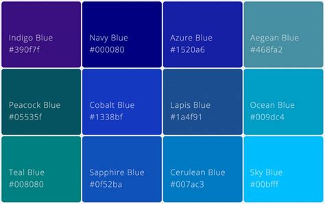 enrich  color vocabulary   shades  blue