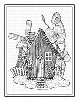 Cottage Adults Windmill sketch template