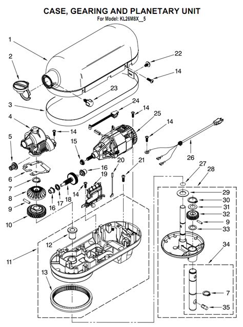 kitchenaid stand mixer parts diagram