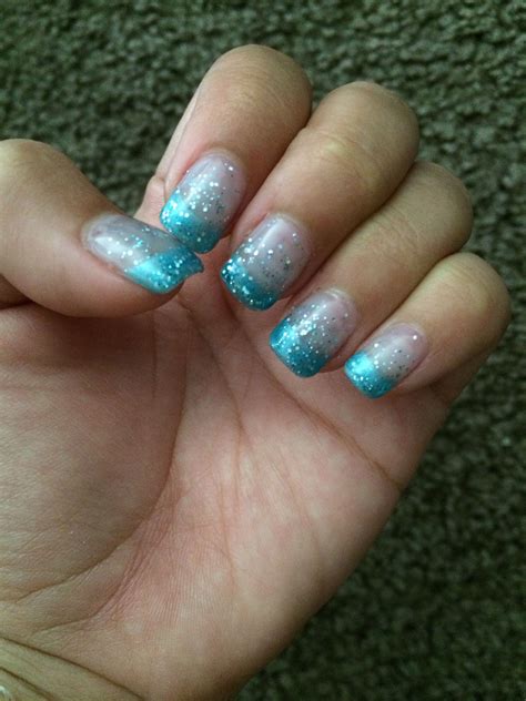 blue french tip  blue glitter blue french tips french tip nails blue glitter
