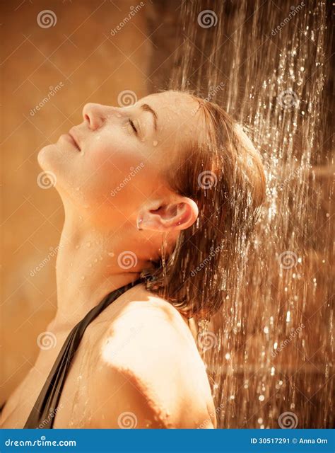 Female Take Shower Outdoors Stock Image Image 30517291