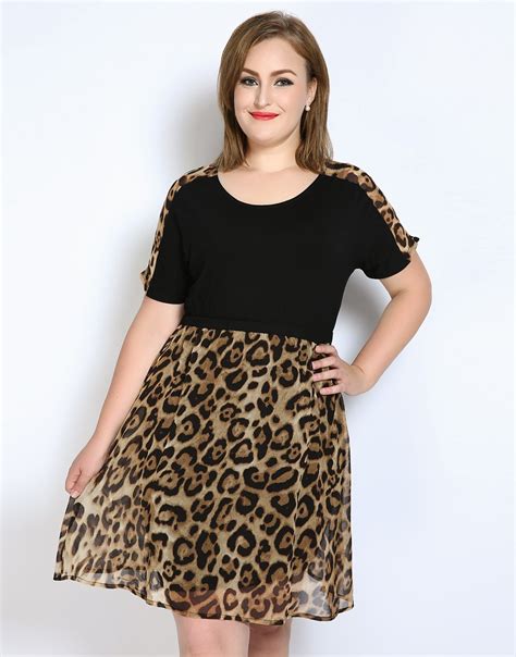 Cute Ann Women S Sexy Plus Size Leopard Chiffon Dress