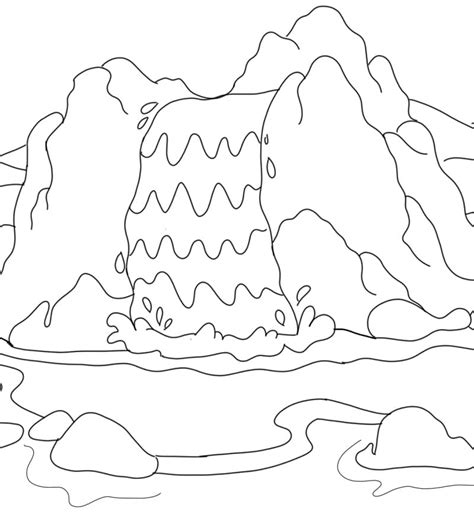 forest scene waterfall coloring page  printable coloring pages