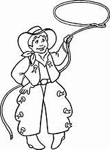 Coloring Pages Cowboy Lasso Printable People West Wild Kids sketch template