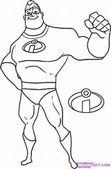Incredibles Coloring Incredible Mr Disney Pages Draw Color Kids Step Drawing Les Print Characters Printable Cartoon Clip Simple Drawings Cartoons sketch template