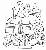 Coloring Fairy Gnome House Pages Drawings Da Stamp Stamps Clear Digi Drawing Color Adult Gnomes Printable Colouring Mushroom Woodware Magic sketch template