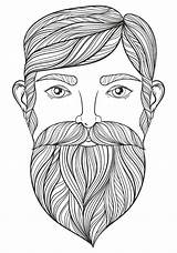 Coloring Pages Beard Portrait Man Zentangle Vector Ethnic Patterned Mustache Tattoo Shirt Adult Print Mo Geek sketch template