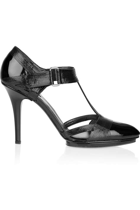 Calvin Klein Patent Leather T Bar Pumps In Black Lyst
