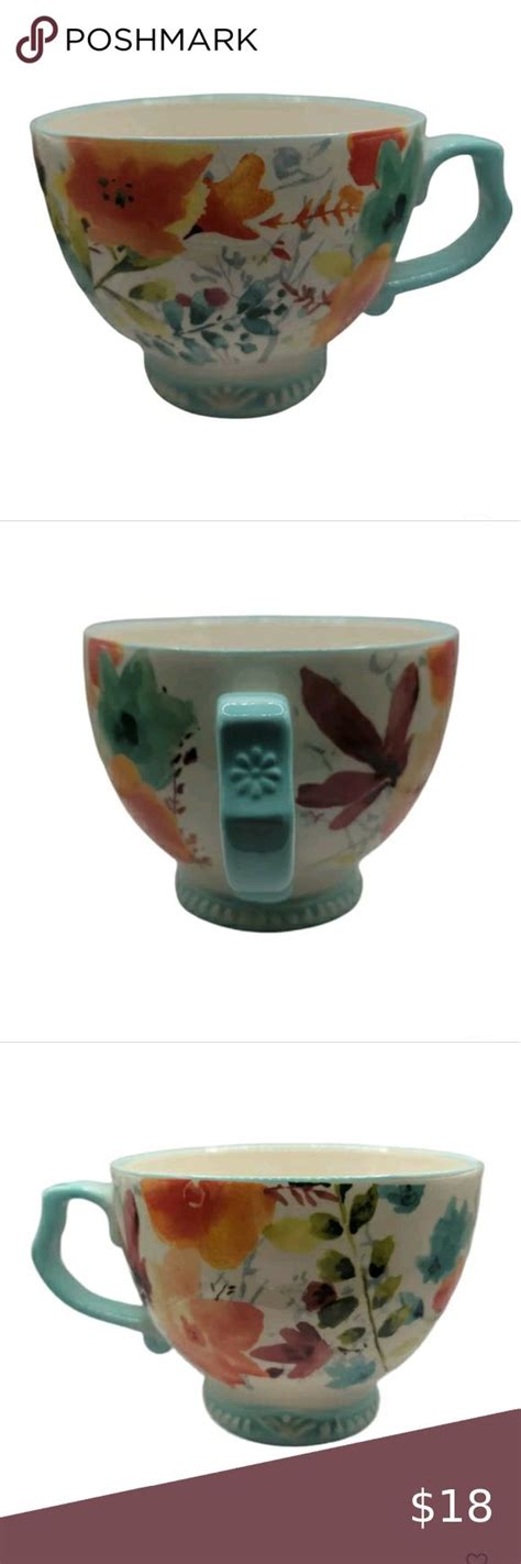 Pioneer Woman Willow Stoneware Soup Mug Cup 27oz Floral Blue Soup