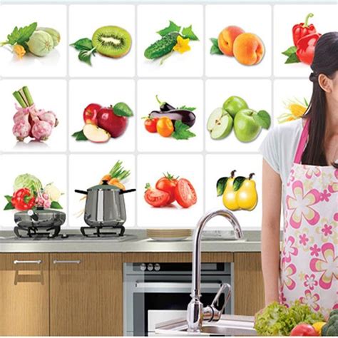 diy vinyl oil proof kitchen wall stickers vegetable fruit