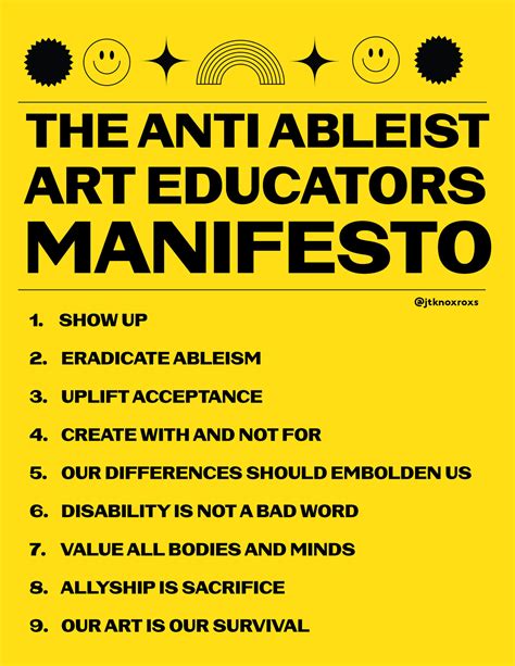 anti ableist art educators manifesto jenwhitejohnsoncom