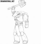 Draw Warhammer Chaplain Space Marine Drawing Drawingforall Ayvazyan Stepan Tutorials Games Posted sketch template