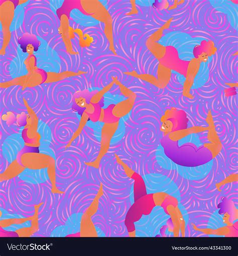 plus size black curvy girls doing yoga class vector image