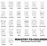 Alphabet Bible Coloring Pages Ministry Children Kids Church sketch template