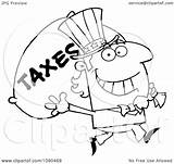 Taxes Uncle Sam Clipart Outlined Sack Carrying Illustration Royalty Vector Toon Hit sketch template