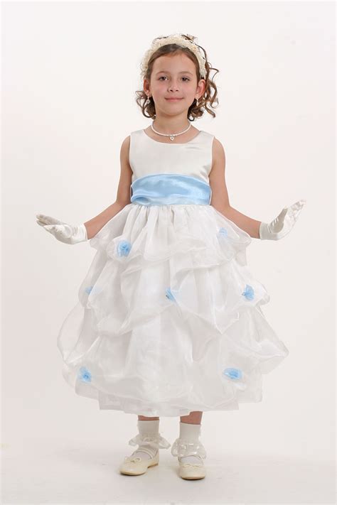 kk 5213s flower girl dress style 5213 white or ivory sleeveless organza pick up dress with