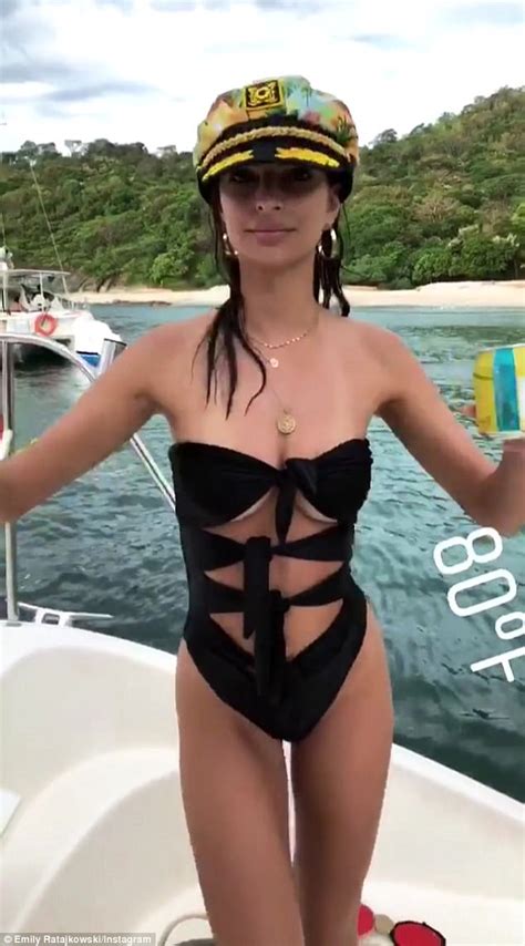 emily ratajkowski flaunts her famous assets in a monokini daily mail