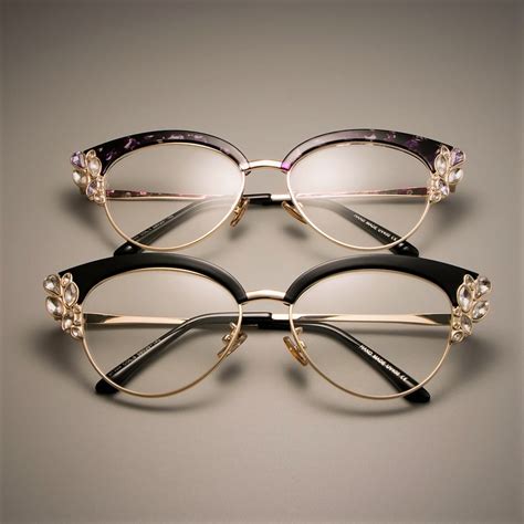 cat eye shiny rhinestones designer eye wear optical eye glasses