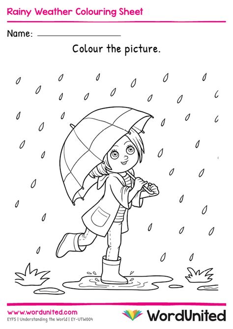 rainy weather colouring sheet wordunited