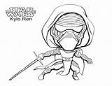 Ren Kylo Pages Chibi Coloring Lightsaber sketch template