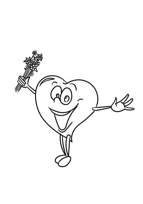 happy cartoon heart coloring page  printable coloring pages  kids