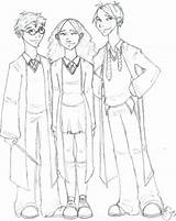 Pages Coloring Ron Weasley Hermione Harry Getcolorings Potter Print sketch template
