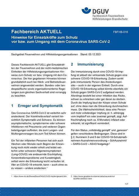 dguv aktualisiert hinweise fuer einsatzkraefte feuerwehrverband