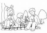 Coloring Picnic Pages Clipart Library Family Clip sketch template