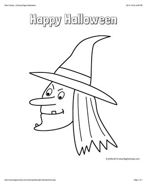 halloween coloring page   witchs face   words happy
