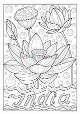 Colouring India Flower National Pages Activity Kids Village Explore sketch template