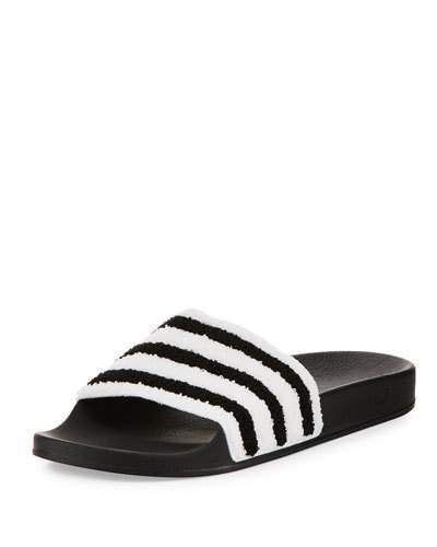 chenille  sandal  molded rubber sole  comfy adidas adilette striped  sandal