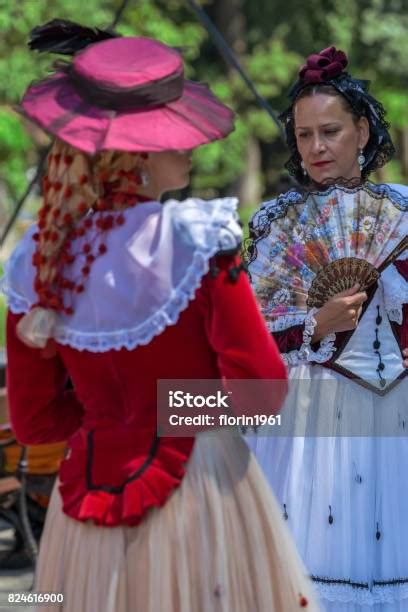 mysterious spanish mature women dancers in traditional costume stock