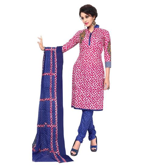 Sahari Designs Pink And White Cotton Dress Material Buy Sahari