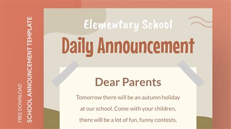 elementary school daily announcement  google docs template