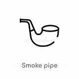 Illustrazione Fumo Isolata Elemento Profilo Icona Nera Concetto Semplice Stroke Element Rilevatore Tubo Ap sketch template