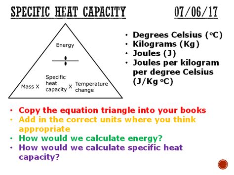 specific heat capacity complete lesson gcse   teaching resources