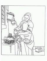 Colorir Bekende Vermeer Kunst Quadros Johannes Renascimento Turned Livingston Beroemde Bezoeken Downloaden Uitprinten sketch template