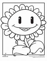 Coloring Zombies Pages Vs Plants Sunflower Zombie Cartoon Fighting sketch template