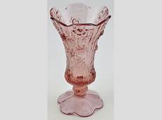 Fenton Art Glass Footed Vase Dusty Rose Pattern 1990's 9
