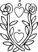 Valentine Roses Coloring Rose Pages Valentines Color Flower Printables sketch template