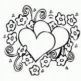 Coloring Pages Hearts Print Preschoolers Simple sketch template