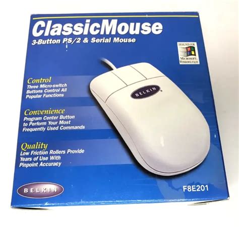 vintage belkin white  button combo wired usb serial ps mouse fe nos  picclick